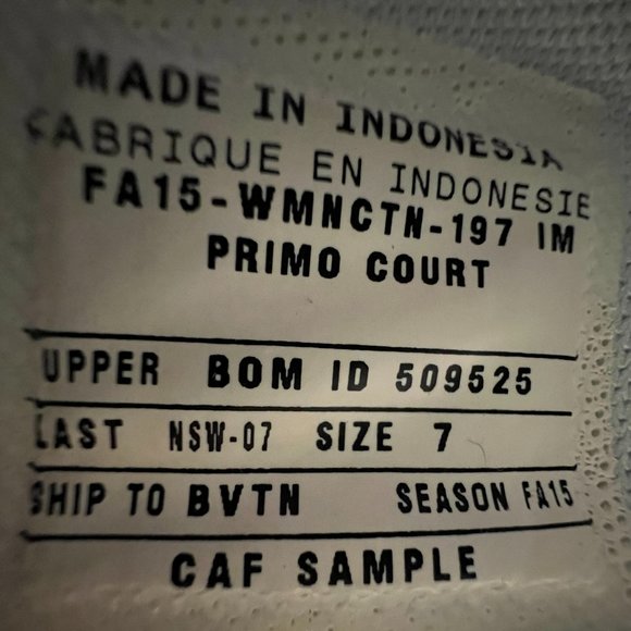 Nike SAMPLE Primo Court Sneakers Women's FA15-WMNCTN-197 - Size 7 - Picture 2 of 12